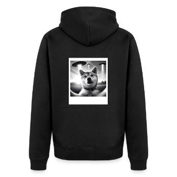 Shiba Inu Dog Dad Mom Funny Graphic Selfie UFOs We - Unisex Premium Bio Zip Hoodie - Schwarz - Hinten - Nico (187cm)