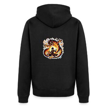 Anime Mage Dragon Pixelated Gamer manga - Unisex Premium Organic Zip Hoodie - black - Back - Nico (187cm)