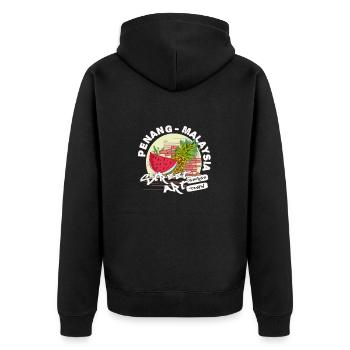 Penang Reisender Asian - Unisex Premium Bio Zip Hoodie - Schwarz - Hinten - Nico (187cm)