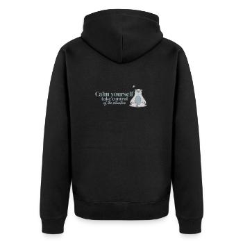 Motivationsbär Motivational Bear - Unisex Premium Organic Zip Hoodie - black - Back - Nico (187cm)