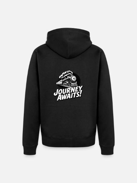 TRAIN JOURNEY AWAITS - Unisex Premium Organic Zip Hoodie - black