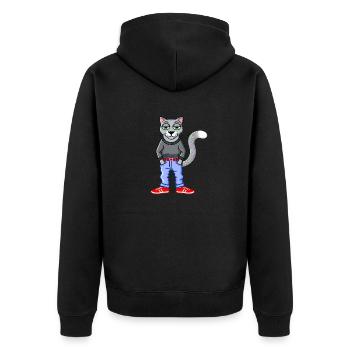 Drôle Gris Réfrigéré Chat Amour Chats - Veste à capuche bio Premium Unisexe - noir - Dos - Nico (187cm)