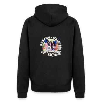 Wand malerei in Penang - Unisex Premium Bio Zip Hoodie - Schwarz - Hinten - Nico (187cm)