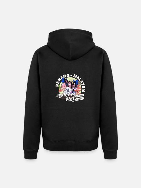 Mural in Penang - Unisex Premium Organic Zip Hoodie - black
