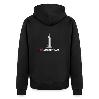 État Pays-Bas I Love Amsterdam Coeur Drapeau Jeu de mots - Veste à capuche bio Premium Unisexe - noir - Dos - Nico (187cm)