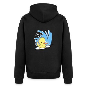 Surfin'Duck - Unisex Premium Organic Zip Hoodie - black - Back - Nico (187cm)