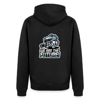 ROBOTER, WIR SIND DIE ZUKUNFT - Unisex Premium Bio Zip Hoodie - Schwarz - Hinten - Nico (187cm)
