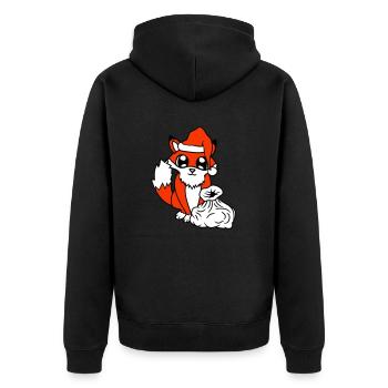 Fuchs Rotfuchs Weihnachtsmann Weihnachten Geschenk - Unisex Premium Bio Zip Hoodie - Schwarz - Hinten - Nico (187cm)