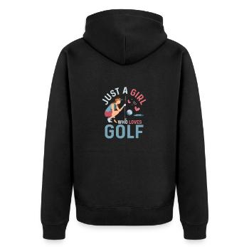 Just A Girl Who Loves Golf Hobby Golfer - Unisex Premium Organic Zip Hoodie - black - Back - Nico (187cm)
