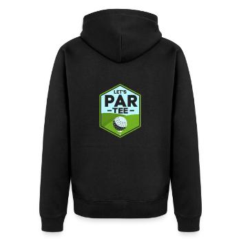 Let's Par Tee Golf Golfer - Unisex Premium Bio Zip Hoodie - Schwarz - Hinten - Nico (187cm)