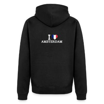 J’aime Amsterdam France Coeur Drapeau France Lover - Veste à capuche bio Premium Unisexe - noir - Dos - Nico (187cm)