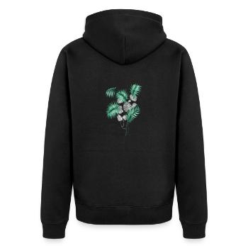 Tropical Leaves Design - Unisex Premium Organic Zip Hoodie - black - Back - Nico (187cm)