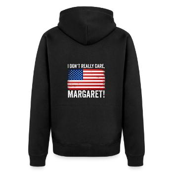 Je m’en fiche vraiment de Margaret Gift - Veste à capuche bio Premium Unisexe - noir - Dos - Nico (187cm)