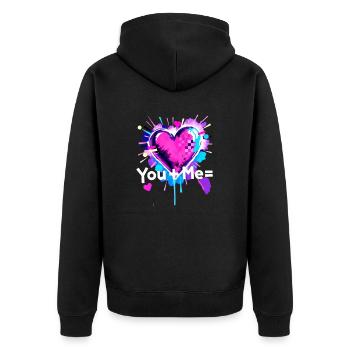 Toi + Moi = cœur Tu Plus Moi égale Amour - Veste à capuche bio Premium Unisexe - noir - Dos - Nico (187cm)