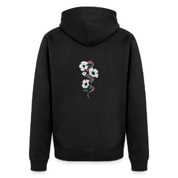 Snake and white flowers illustration serpent and - Unisex Premium Organic Zip Hoodie - black - Back - Nico (187cm)