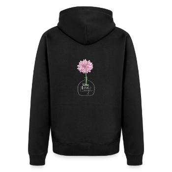 Rosa Blume Leben Liebe Lachen Inspirierendes Zitat - Unisex Premium Bio Zip Hoodie - Schwarz - Hinten - Nico (187cm)