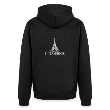 Amoureux de la Tour Eiffel Thaïlande J’aime Bangkok Drapeau - Veste à capuche bio Premium Unisexe - noir - Dos - Nico (187cm)