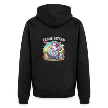Happy Easter Unicorn – Funny Easter Egg Design - Unisex Premium Organic Zip Hoodie - black - Back - Nico (187cm)