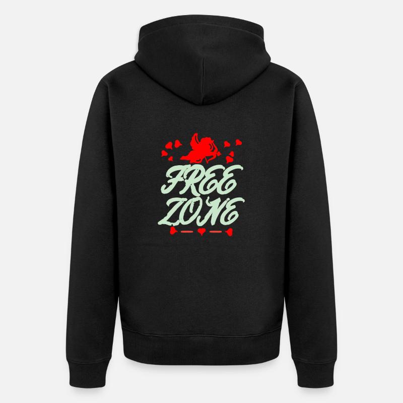 Zone sans câlins Saint-Valentin - Veste à capuche bio Premium Unisexe - noir