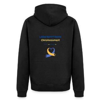 Liebe kennt keine Chromosomen - Unisex Premium Bio Zip Hoodie - Schwarz - Hinten - Nico (187cm)
