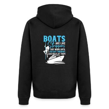 Humorvolles Boot und Unterhaltung Spruchmotiv - Unisex Premium Bio Zip Hoodie - Schwarz - Hinten - Nico (187cm)