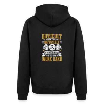 Hard doesn't mean impossible - Unisex Premium Organic Zip Hoodie - black - Back - Nico (187cm)
