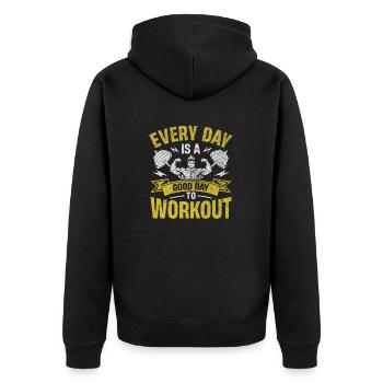 Every Day Is A Good Day To Workout - Unisex Premium Organic Zip Hoodie - black - Back - Nico (187cm)