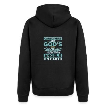 Caregivers Are God's Way Of Putting Angels On Eart - Unisex Premium Bio Zip Hoodie - Schwarz - Hinten - Nico (187cm)