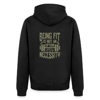 Being fit is not an option, it's a duty - Unisex Premium Organic Zip Hoodie - black - Back - Nico (187cm)