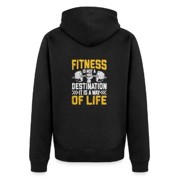 Fitness als Lebensstil - Unisex Premium Bio Zip Hoodie - Schwarz - Hinten - Nico (187cm)