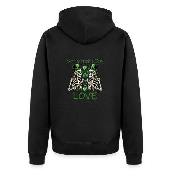 St. Patrick's Day Love - Skeleton Hearts Design - Unisex Premium Organic Zip Hoodie - black - Back - Nico (187cm)