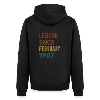Légende Depuis Février 1987 Hommes Femmes Millésime 1987 - Veste à capuche bio Premium Unisexe - noir - Dos - Nico (187cm)