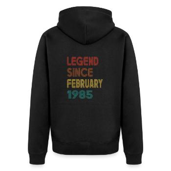 Legend Since February 1985 Men Women Vintage 1985 - Unisex Premium Organic Zip Hoodie - black - Back - Nico (187cm)