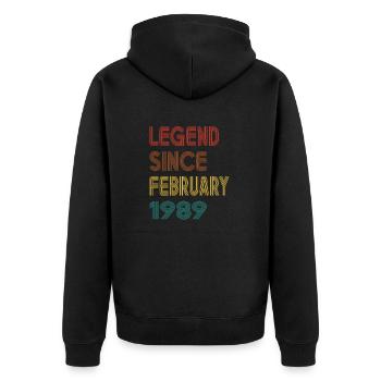 Legende Seit Februar 1989 Herren Damen Jahrgang 1989 - Unisex Premium Bio Zip Hoodie - Schwarz - Hinten - Nico (187cm)