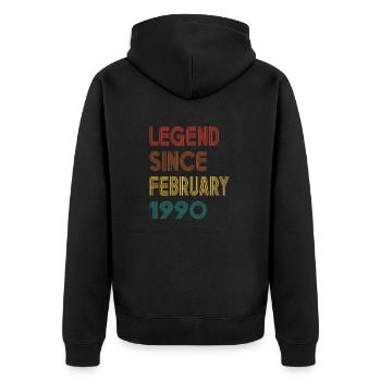 Légende Depuis Février 1990 Hommes Femmes Millésime 1990 - Veste à capuche bio Premium Unisexe - noir - Dos - Nico (187cm)