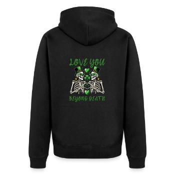 Squelettes de la Saint-Patrick - LOVE YOU BEYOND DEATH - Veste à capuche bio Premium Unisexe - noir - Dos - Nico (187cm)