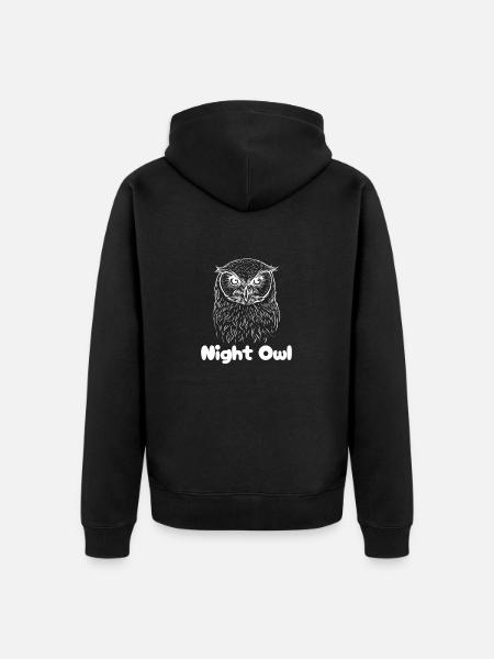 Night Owl - Unisex Premium Organic Zip Hoodie - black