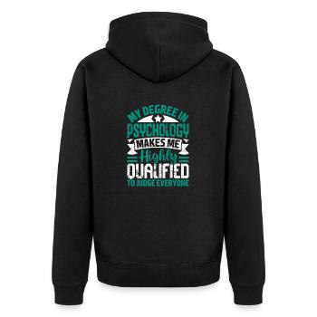 Funny Psychology Graduation Design - Unisex Premium Organic Zip Hoodie - black - Back - Nico (187cm)
