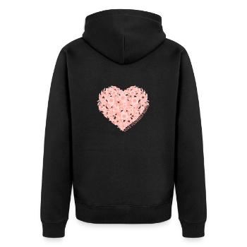 Florales Herz mit inspirierender Botschaft Floral - Unisex Premium Bio Zip Hoodie - Schwarz - Hinten - Nico (187cm)