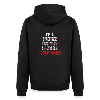 Lustiges Feuerwehr-Design für Firefighter - Unisex Premium Bio Zip Hoodie - Schwarz - Hinten - Nico (187cm)