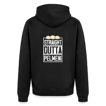 Straight Outta Pelmeni Russie Europe de l’Est - Veste à capuche bio Premium Unisexe - noir - Dos - Nico (187cm)
