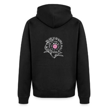 Belle citation d’amour avec fleur rose Bel amour - Veste à capuche bio Premium Unisexe - noir - Dos - Nico (187cm)
