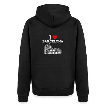 I Love Barcelona Cool Heart Flagge Kolosseum Spanien - Unisex Premium Bio Zip Hoodie - Schwarz - Hinten - Nico (187cm)