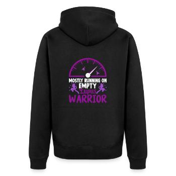 Lupus Warrior Running on Empty - Unisex Premium Organic Zip Hoodie - black - Back - Nico (187cm)