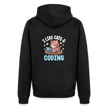 J’aime les chats et le design de nerd du codage - Veste à capuche bio Premium Unisexe - noir - Dos - Nico (187cm)