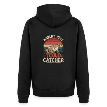 World's Best Toad Catcher Retro - Unisex Premium Organic Zip Hoodie - black - Back - Nico (187cm)