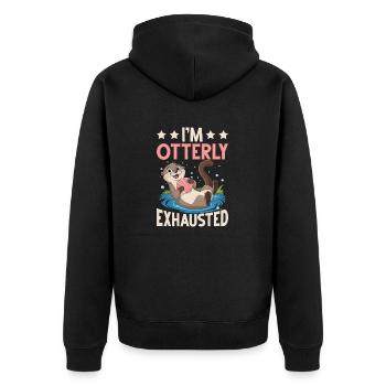 I'm Otterly Exhausted Funny Otter Design - Unisex Premium Organic Zip Hoodie - black - Back - Nico (187cm)