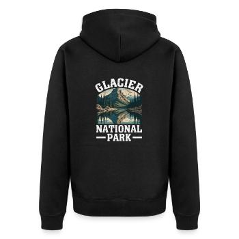 Glacier National Park Natur Design - Unisex Premium Bio Zip Hoodie - Schwarz - Hinten - Nico (187cm)