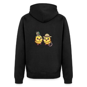 Küken Ostern Wilder Westen Lasso Kinder Baby - Unisex Premium Bio Zip Hoodie - Schwarz - Hinten - Nico (187cm)