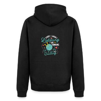 I Was Thinking About Quilting Quilter Quilting - Unisex Premium Organic Zip Hoodie - black - Back - Nico (187cm)